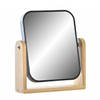 Items Make-up spiegel op standaard - bamboe - zwart - 21 cm - Make-up spiegeltjes