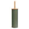 WC/Toiletborstel in houder - bamboe hout - salie groen - H38 x D10 cm - Toiletborstels