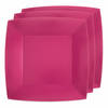 30x Stuks feest diner bordjes papier/karton vierkant - fuchsia - 23cm - Feestbordjes