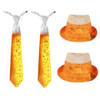 2x stuks Carnaval verkleed set hoed en stropdas in BIER thema print - Verkleedhoofddeksels