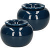 2x stuks terras asbak/stormasbak rond keramiek 16 x 11 cm blauw - Asbakken