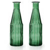 Jodeco - Bloemenvaas Marseille - 2x - Fles model - glas - groen - H25 x D7 cm - Vazen