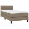 vidaXL Boxspring met matras stof taupe 90x200 cm