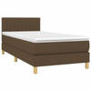 vidaXL Boxspring met matras stof donkerbruin 90x190 cm