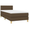 vidaXL Boxspring met matras stof donkerbruin 90x190 cm