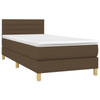 vidaXL Boxspring met matras stof donkerbruin 90x190 cm