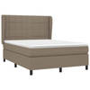 vidaXL Boxspring met matras stof taupe 140x190 cm