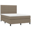 vidaXL Boxspring met matras stof taupe 140x190 cm