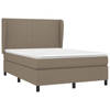 vidaXL Boxspring met matras stof taupe 140x200 cm