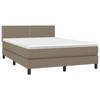 vidaXL Boxspring met matras stof taupe 140x190 cm