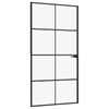 vidaXL Binnendeur 102x201,5 cm gehard glas en aluminium smal zwart