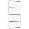 vidaXL Binnendeur 93x201,5 cm gehard glas en aluminium smal zwart