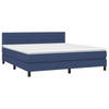 vidaXL Boxspring met matras stof blauw 160x200 cm