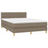 vidaXL Boxspring met matras stof taupe 140x190 cm