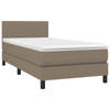 vidaXL Boxspring met matras en LED stof taupe 80x200 cm