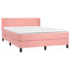 vidaXL Boxspring met matras fluweel roze 140x190 cm