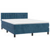 vidaXL Boxspring met matras fluweel donkerblauw 140x190 cm