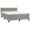 vidaXL Boxspring met matras fluweel lichtgrijs 140x190 cm