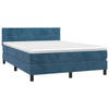 vidaXL Boxspring met matras fluweel donkerblauw 140x190 cm