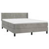 vidaXL Boxspring met matras fluweel lichtgrijs 140x190 cm