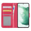 Basey Samsung Galaxy S22 Plus Hoesje Book Case Kunstleer Cover Hoes - Donkerroze