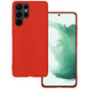 Basey Samsung Galaxy S22 Ultra Hoesje Siliconen Hoes Case Cover - Rood