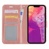 Basey iPhone 13 Pro Hoesje Book Case Kunstleer Cover Hoes -Rose goud