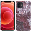Basey Hoes Geschikt voor iPhone 11 Hoesje Marmer Case Marmeren Cover Hoes Hardcover - Rood