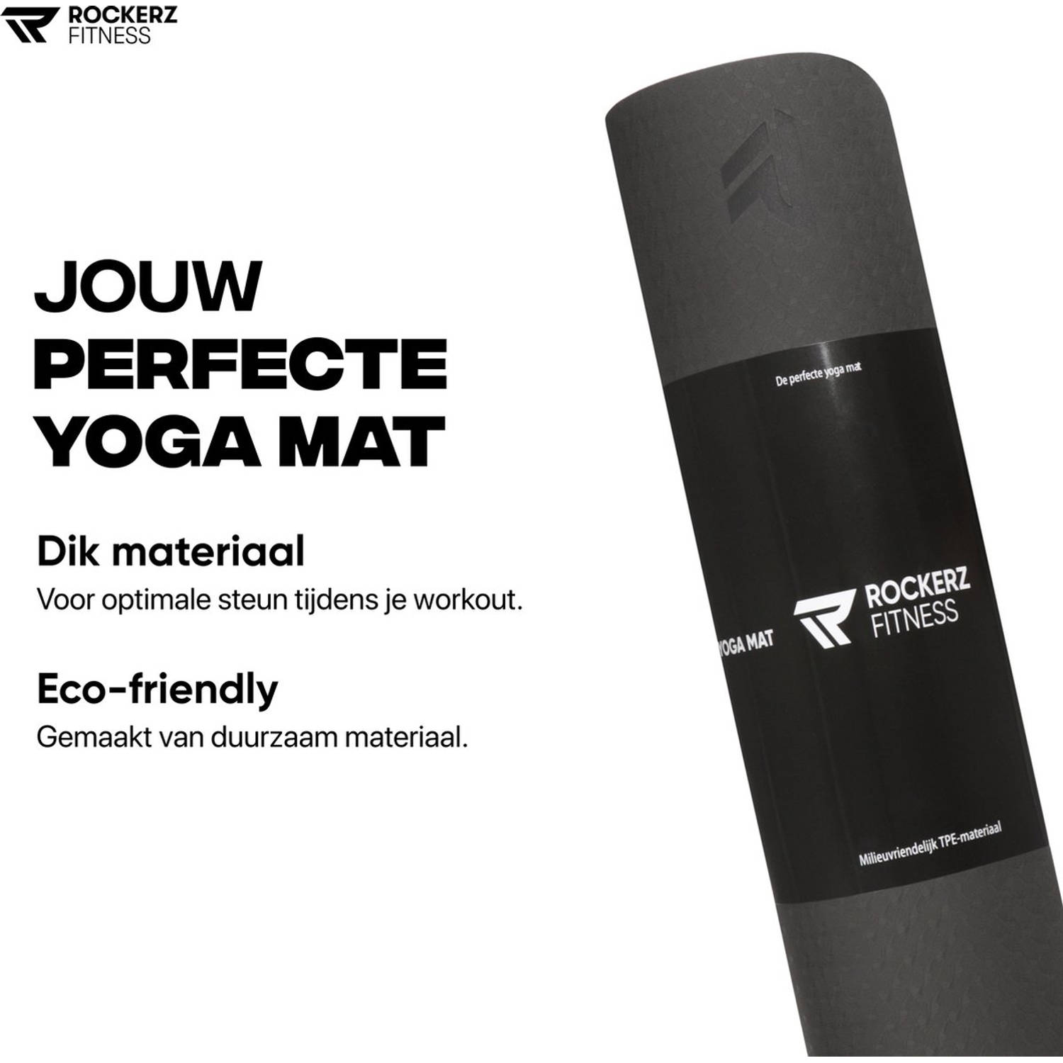 Yoga - Fitness zwart - Sport mat - Yogamat anti slip & eco Extra Dik - Duurzaam TPE materiaal - Incl Draagtas | Blokker
