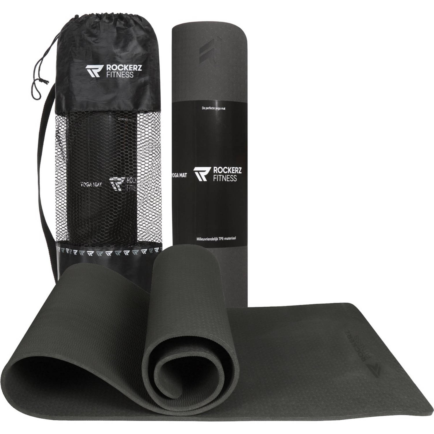 Yoga Mat Fitness Mat Zwart Sport Mat Yogamat Anti Slip & Eco Extra Dik Duurzaam Tpe Materiaal Incl D