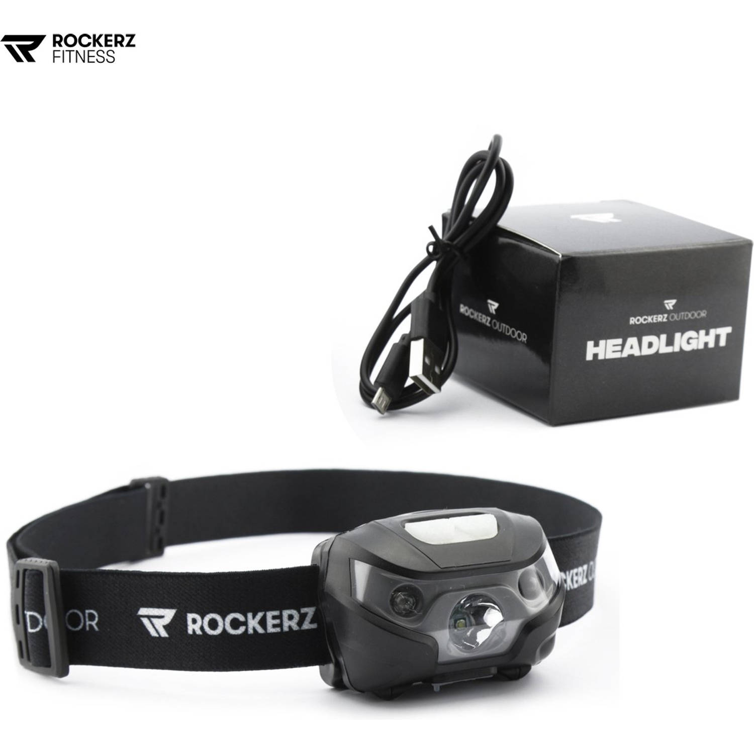Rockerz Outdoor - Hoofdlamp - Smart Sensor - Oplaadbaar - LED Verlichting voor op je hoofd - Waterproof - Kleur: | Blokker