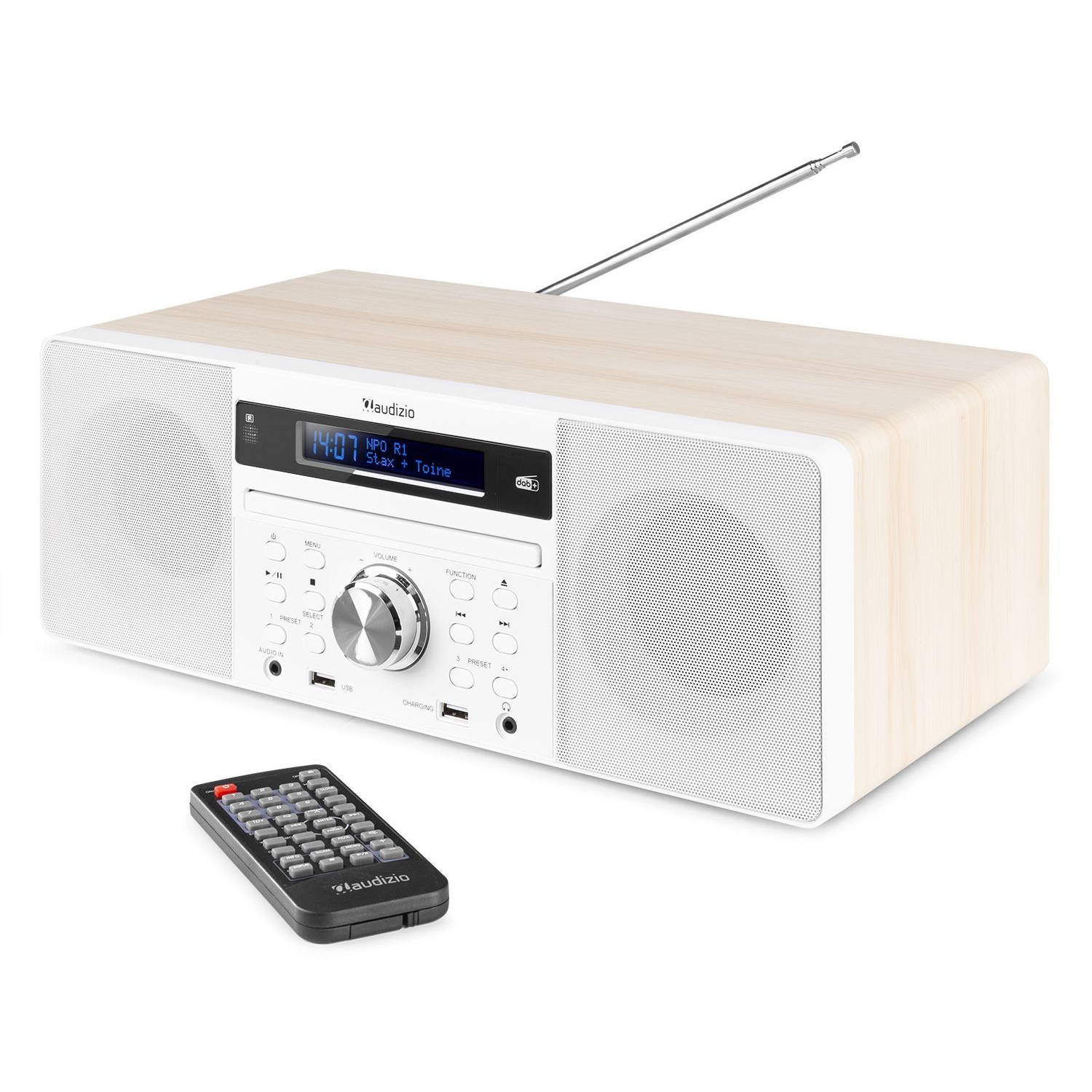 Downtown straf Voorkomen DAB radio met CD speler, Bluetooth, USB mp3 speler en radio - Stereo - Wit  - Audizio Prato | Blokker