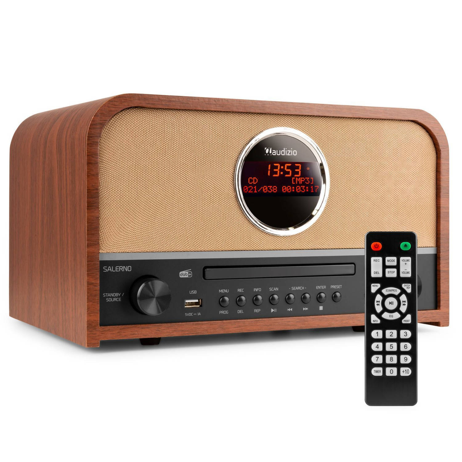Stijgen Bezit Brutaal DAB radio met CD speler - Audizio Salerno - Retro radio met Bluetooth en mp3  speler - Stereo - 40W | Blokker