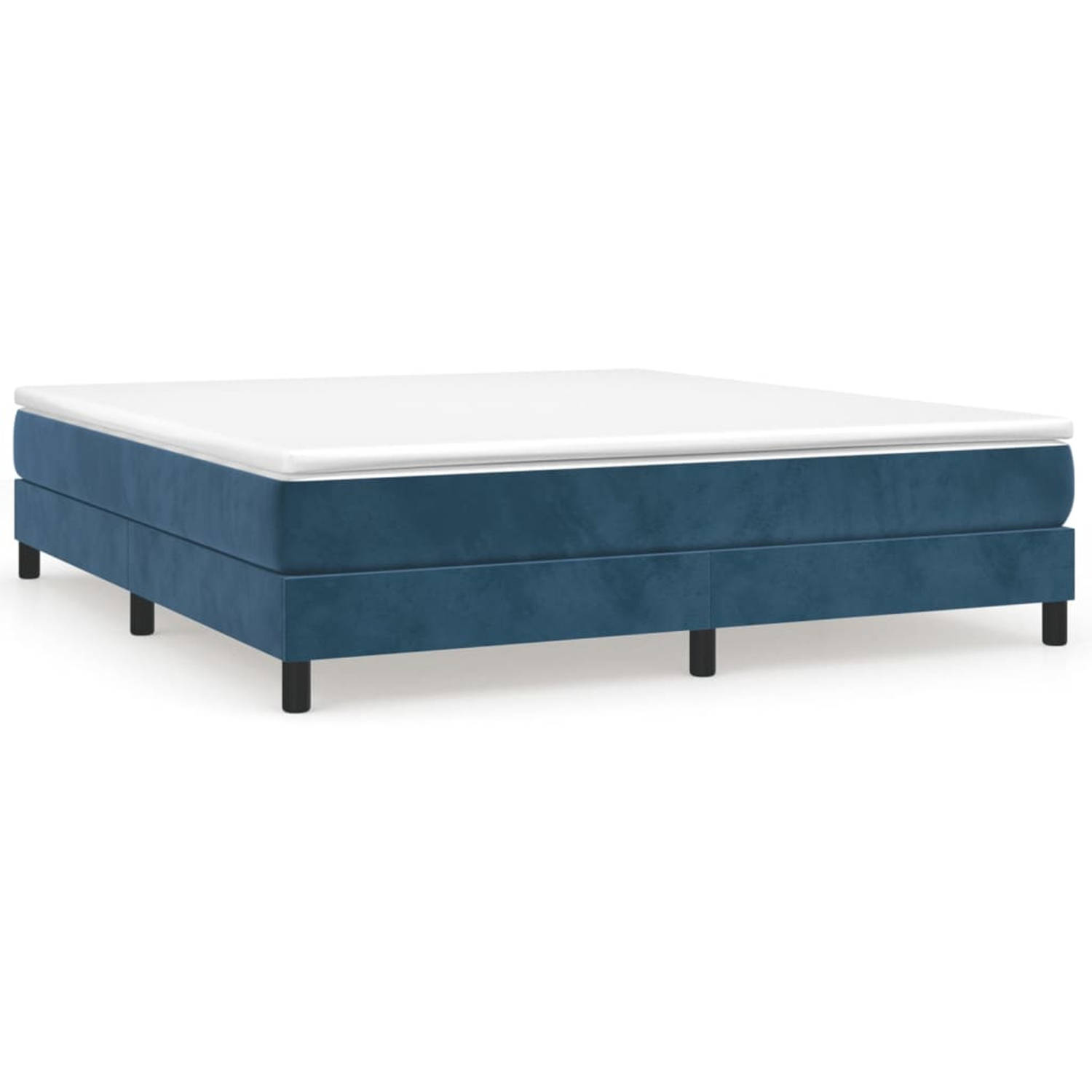 vidaXL Boxspring met matras fluweel donkerblauw 180x200 cm