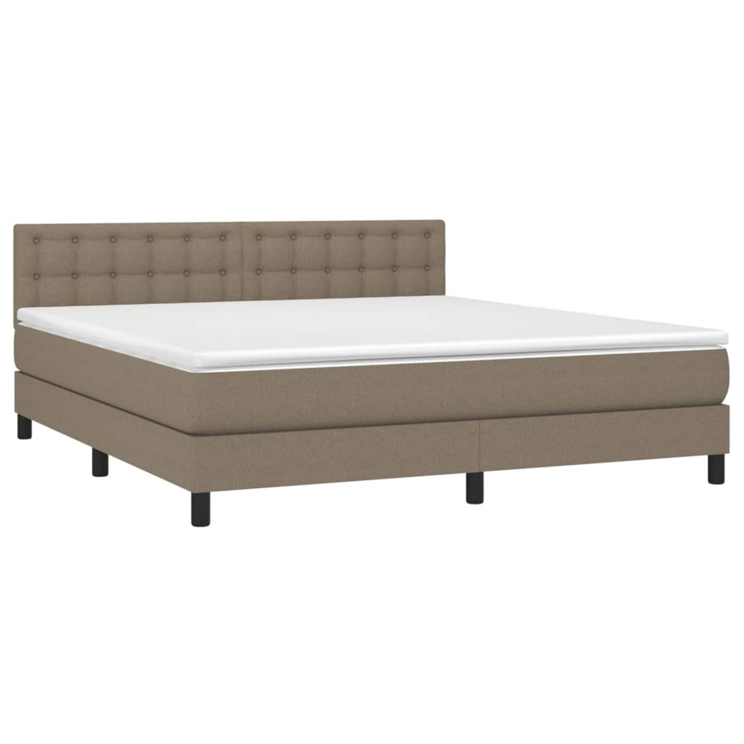 Vidaxl Boxspring Met Matras En Led Stof Taupe 160x200 Cm