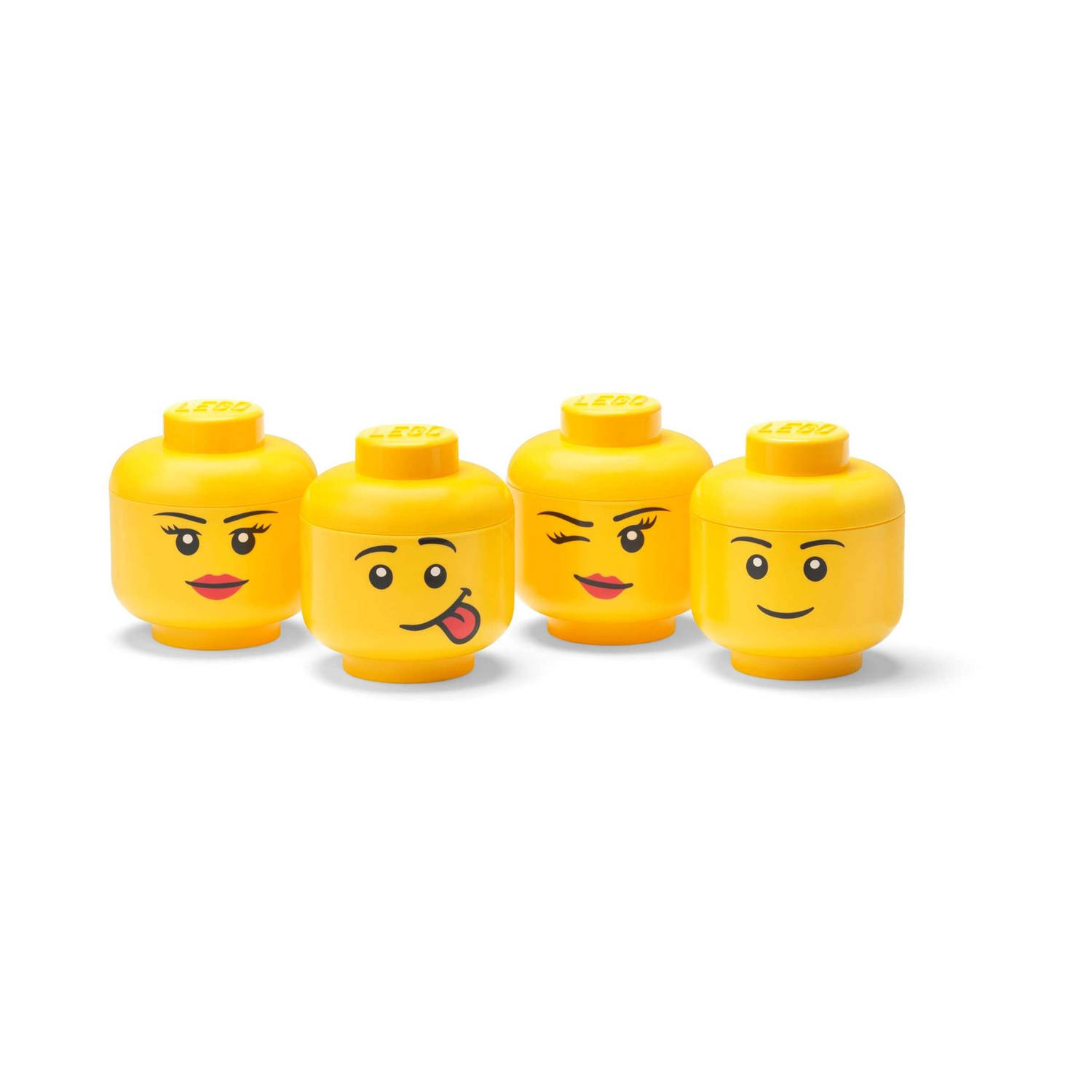 Lego Opbergbox Hoofd Boy Girl Silly Winky Mini Set Van 4 Stuks