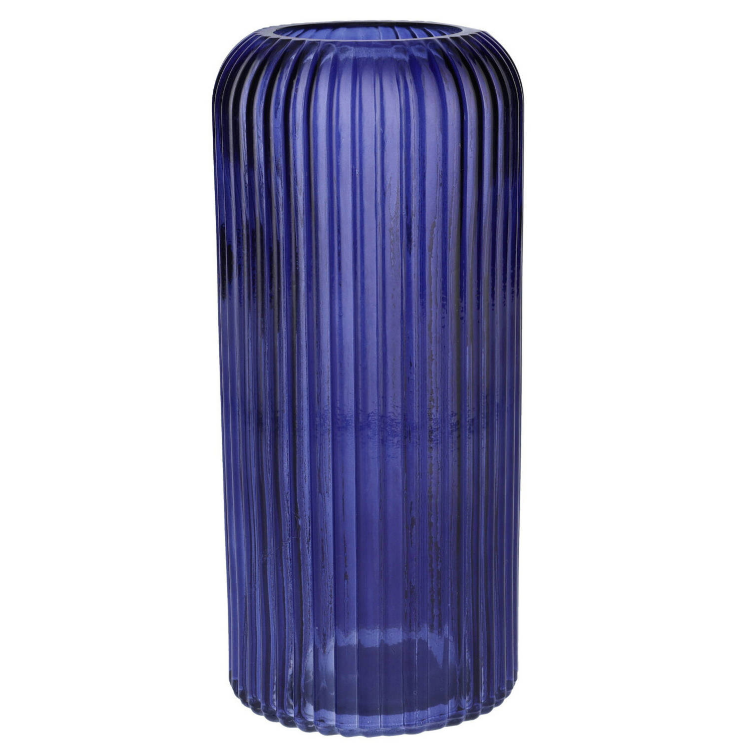 Bloemenvaas Donkerblauw Transparant Glas D9 X H20 Cm Vazen