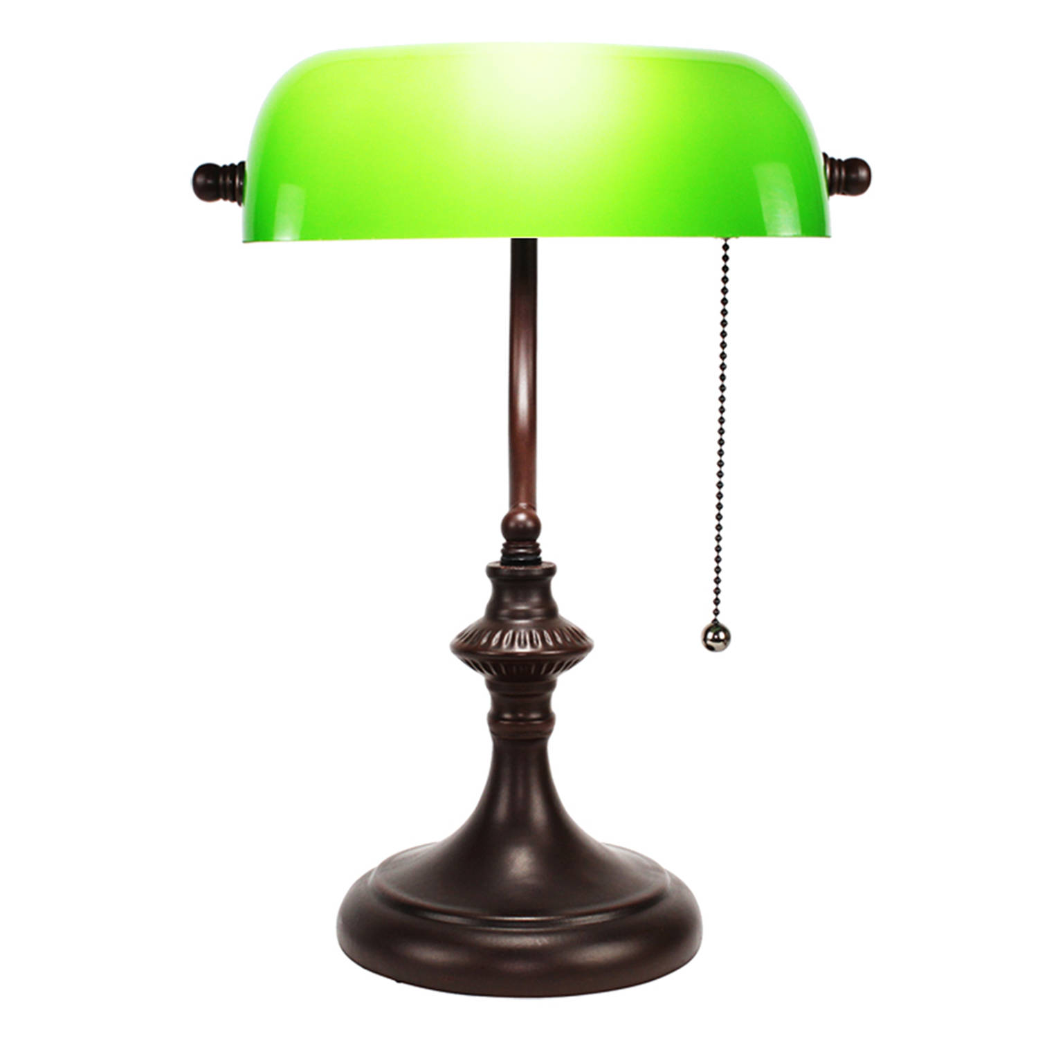 HAES DECO - Tiffany Tafellamp 26x23x42 cm Groen Metaal Glas Bankierslamp Bureaulamp Nachtlampje