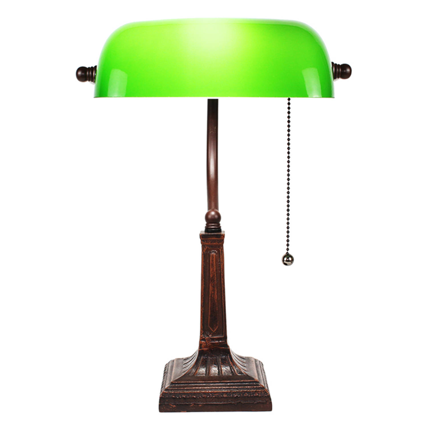 HAES DECO - Tiffany Tafellamp 26x23x42 cm Groen Metaal Glas Bankierslamp Bureaulamp Nachtlampje