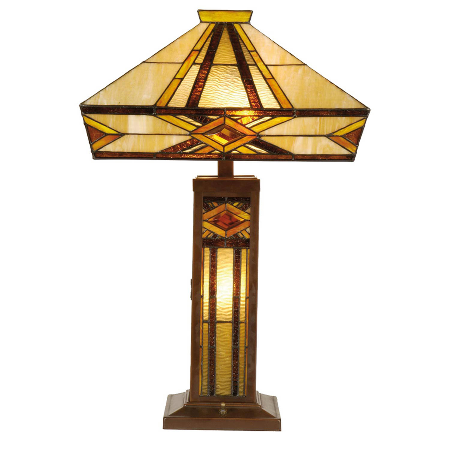 HAES deco Tiffany Tafellamp Beige Bruin 42x42x71 cm Fitting E27 Lamp max 2x60W Fitting E14 Lamp max 1x15W