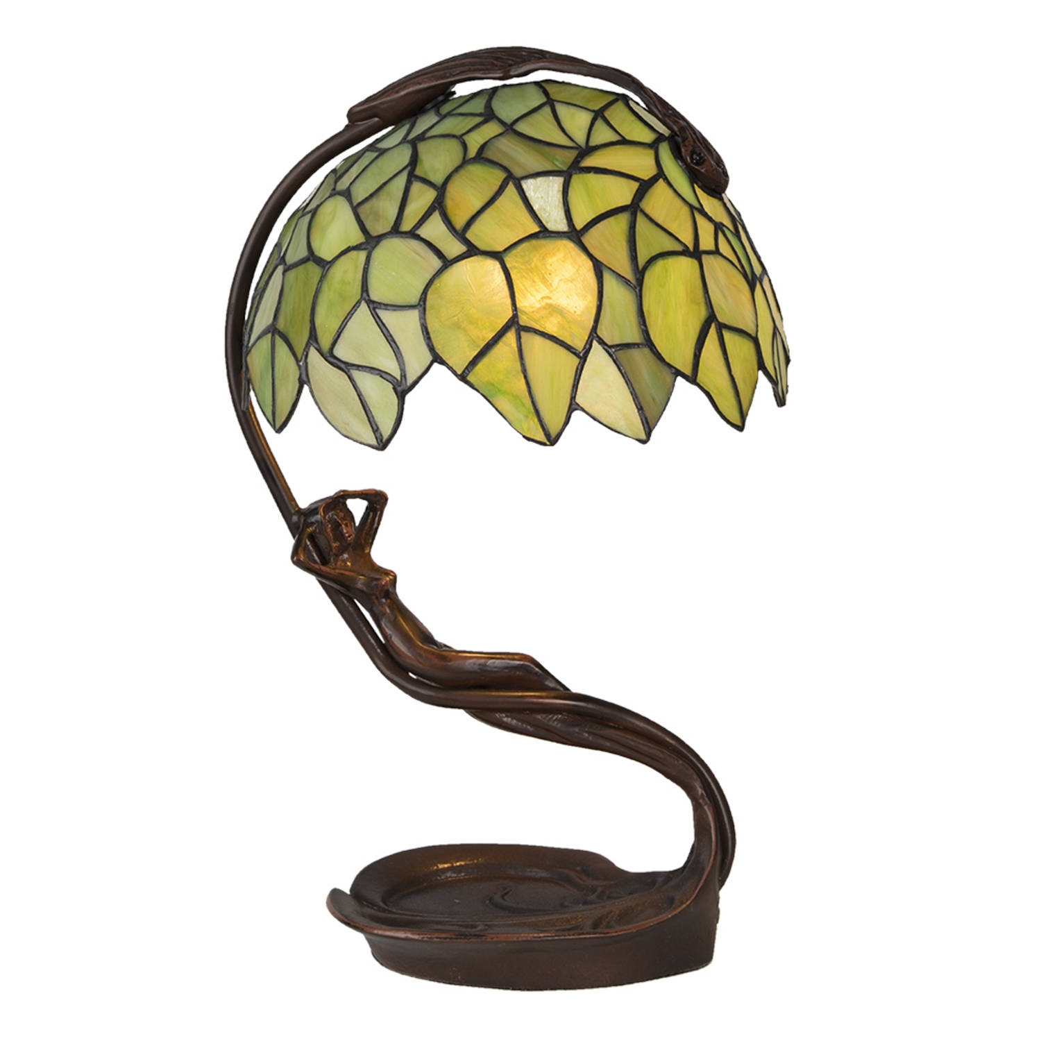 HAES DECO - Tiffany Tafellamp Groen 28x20x41 cm Fitting E27 / Lamp max 1x40W