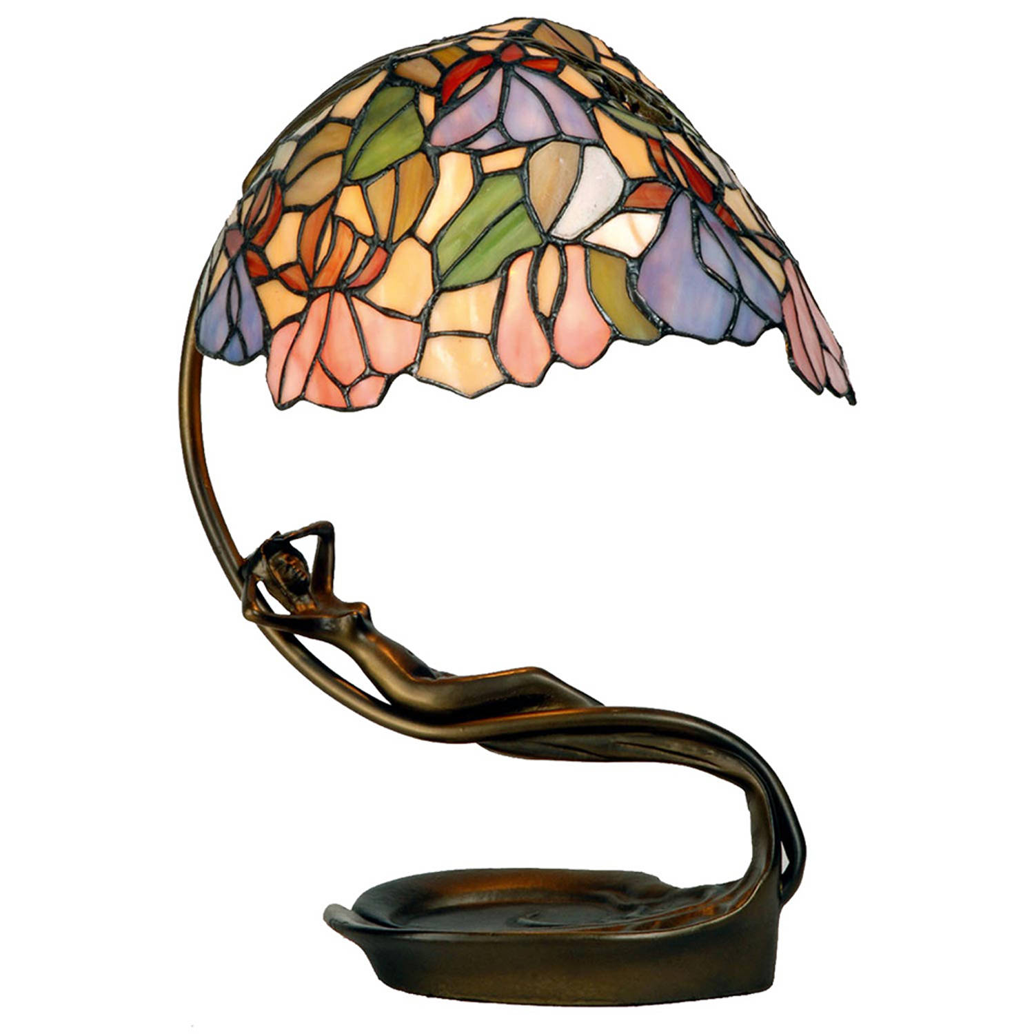 HAES DECO - Tiffany Tafellamp Paars, Roze 28x20x40 cm Fitting E14 / Lamp max 1x40W