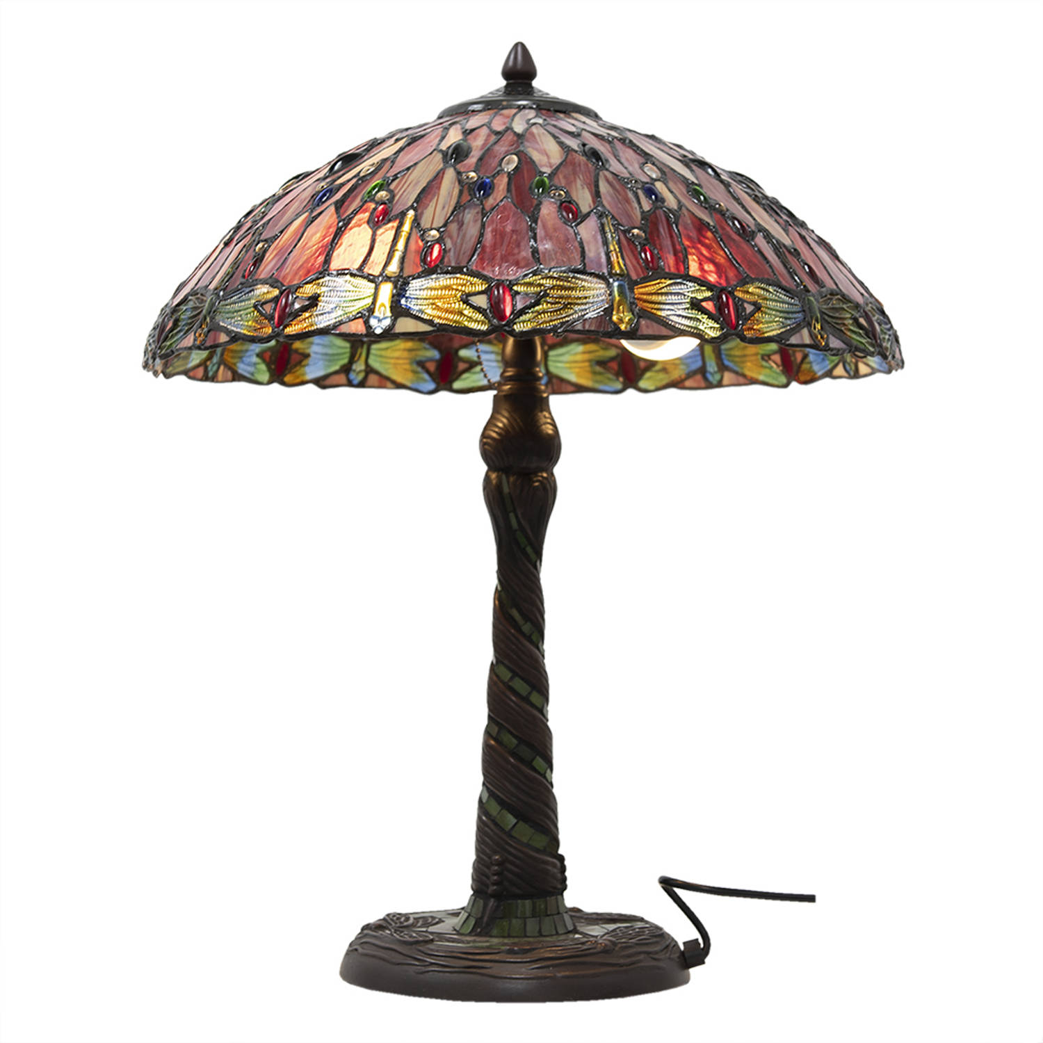 HAES deco Tiffany Tafellamp Rood Beige Ø 45x56 cm Fitting E27 Lamp max 3x60W