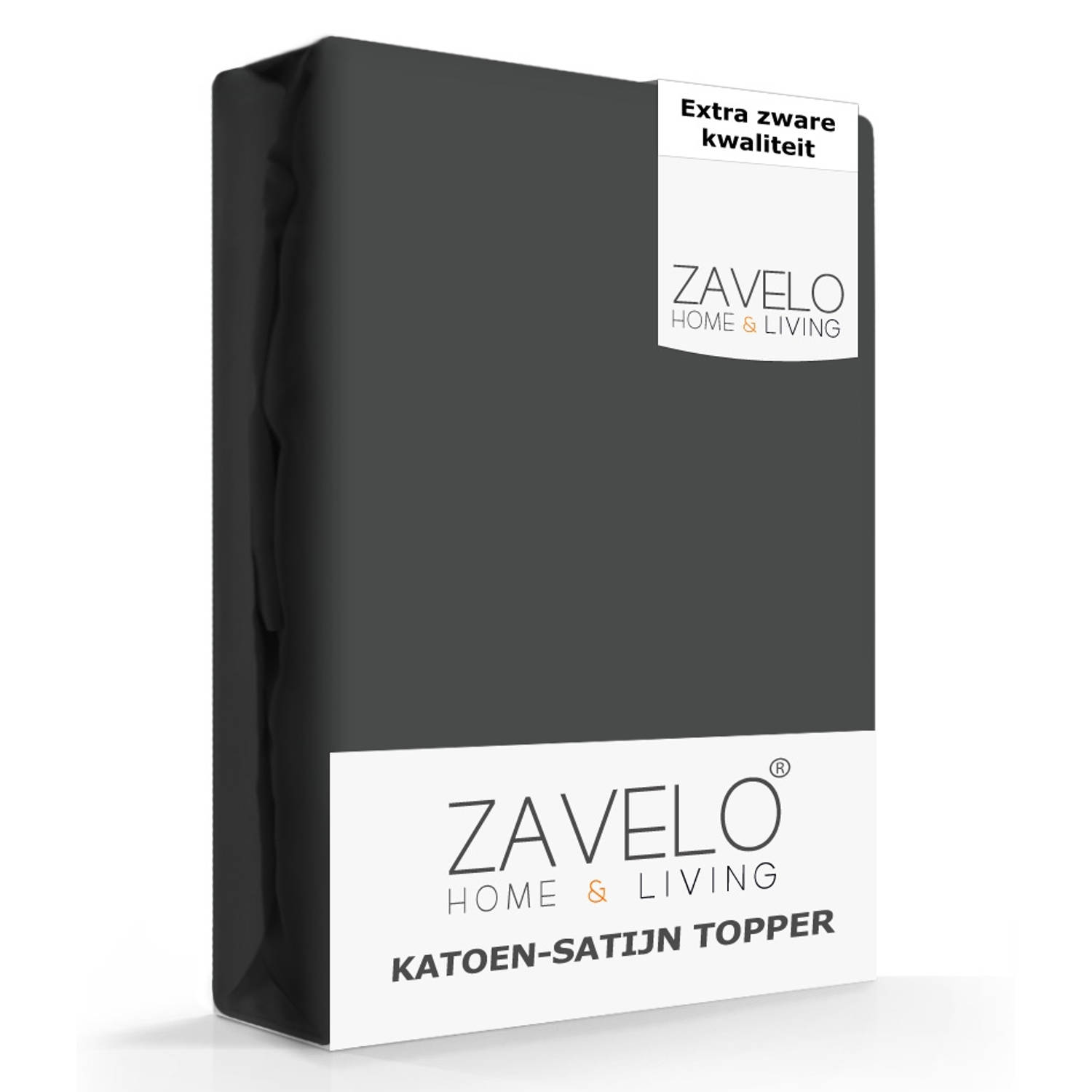Zavelo Deluxe Katoen-Satijn Topper Hoeslaken Antraciet-Lits-jumeaux (180x200 cm)