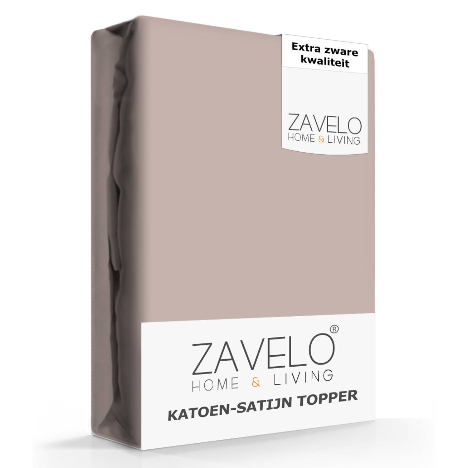 Zavelo Deluxe Katoen-Satijn Topper Hoeslaken Taupe-Lits-jumeaux (180x200 cm)