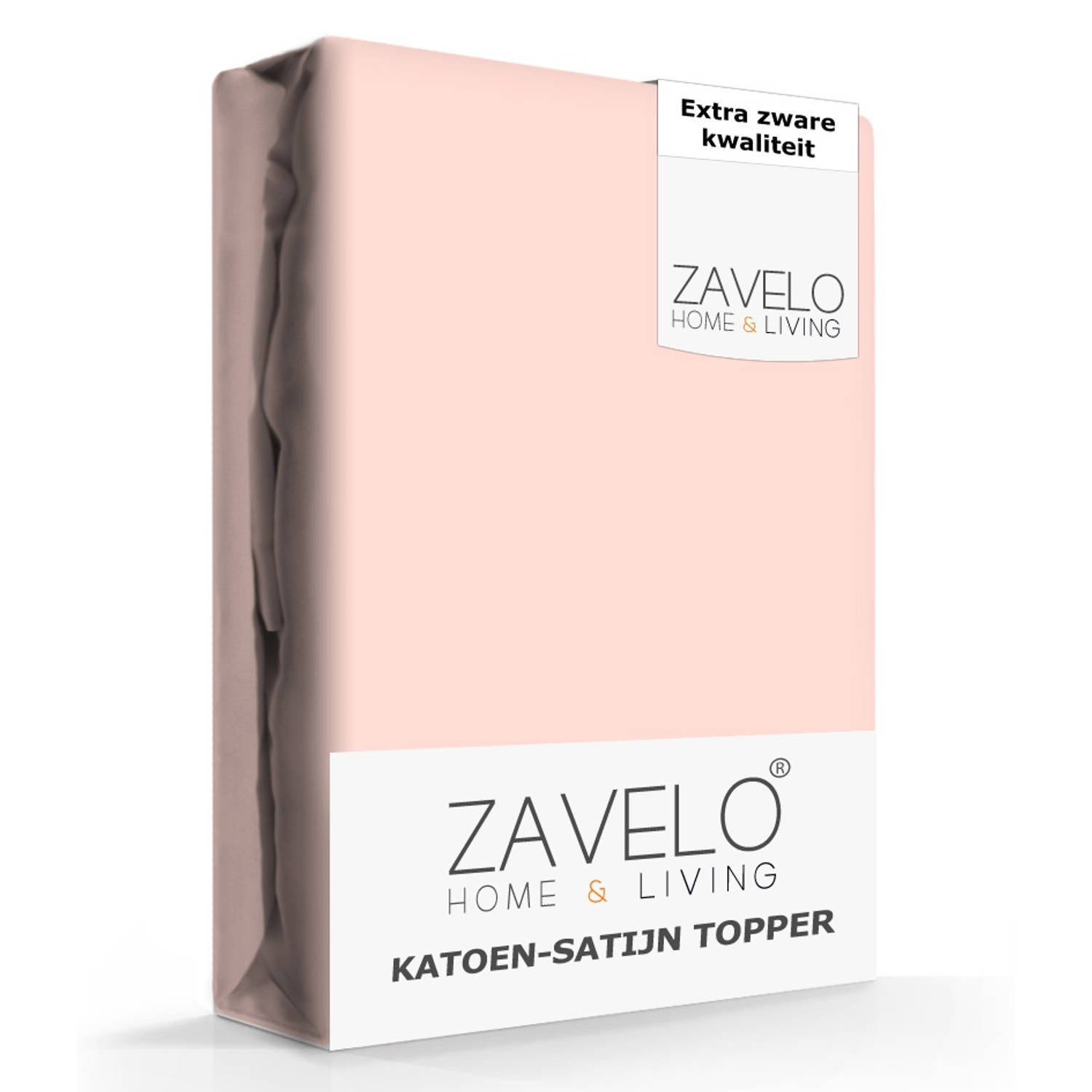 Zavelo Deluxe Katoen-Satijn Topper Hoeslaken Roze-2-persoons (140x200 cm)
