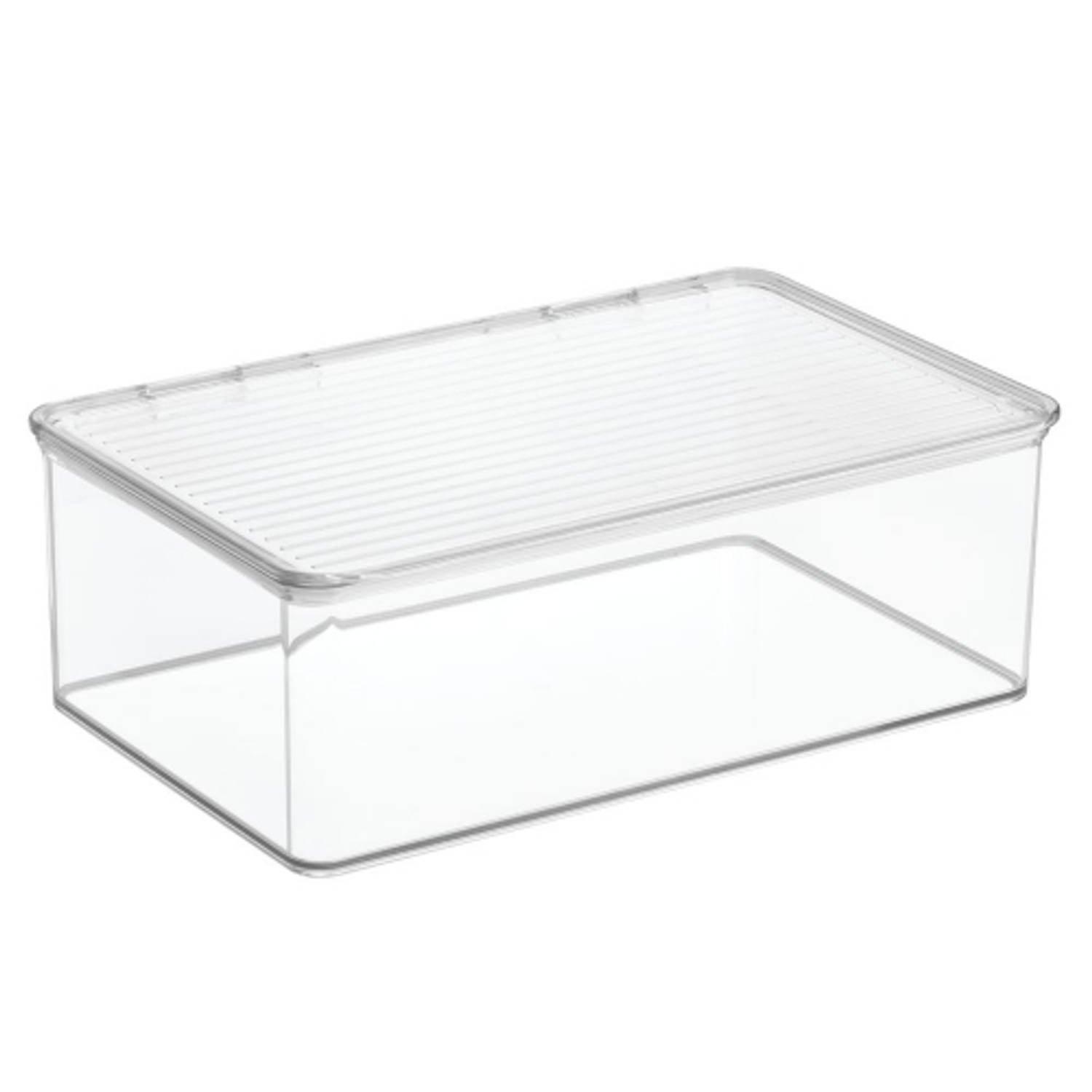 iDesign - Opbergbox met Deksel, 27.3 x 18.4 x 9.5 cm, Stapelbaar, Kunststof, Transparant - iDesign Kitchen Binz