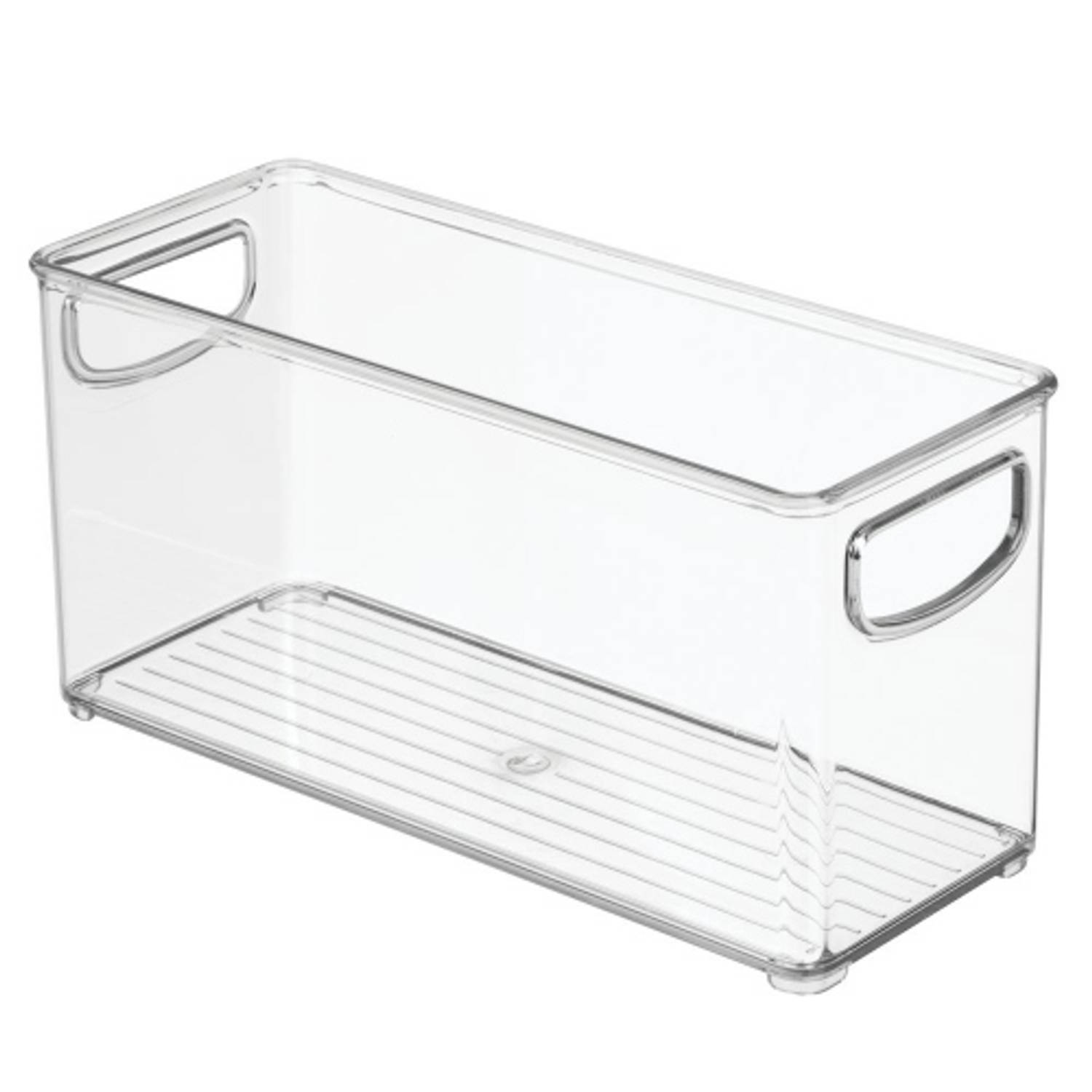 iDesign - Opbergbox met Handvaten, 10.2 x 25.4 x 12.7 cm, Stapelbaar, Kunststof, Transparant - iDesign Kitchen Binz