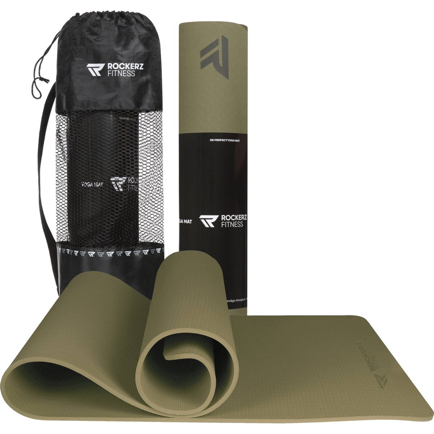 Yoga Mat Fitness Mat Olijfgroen Yogamat Anti Slip & Eco Extra Dik Duurzaam Tpe Materiaal Incl Draagt