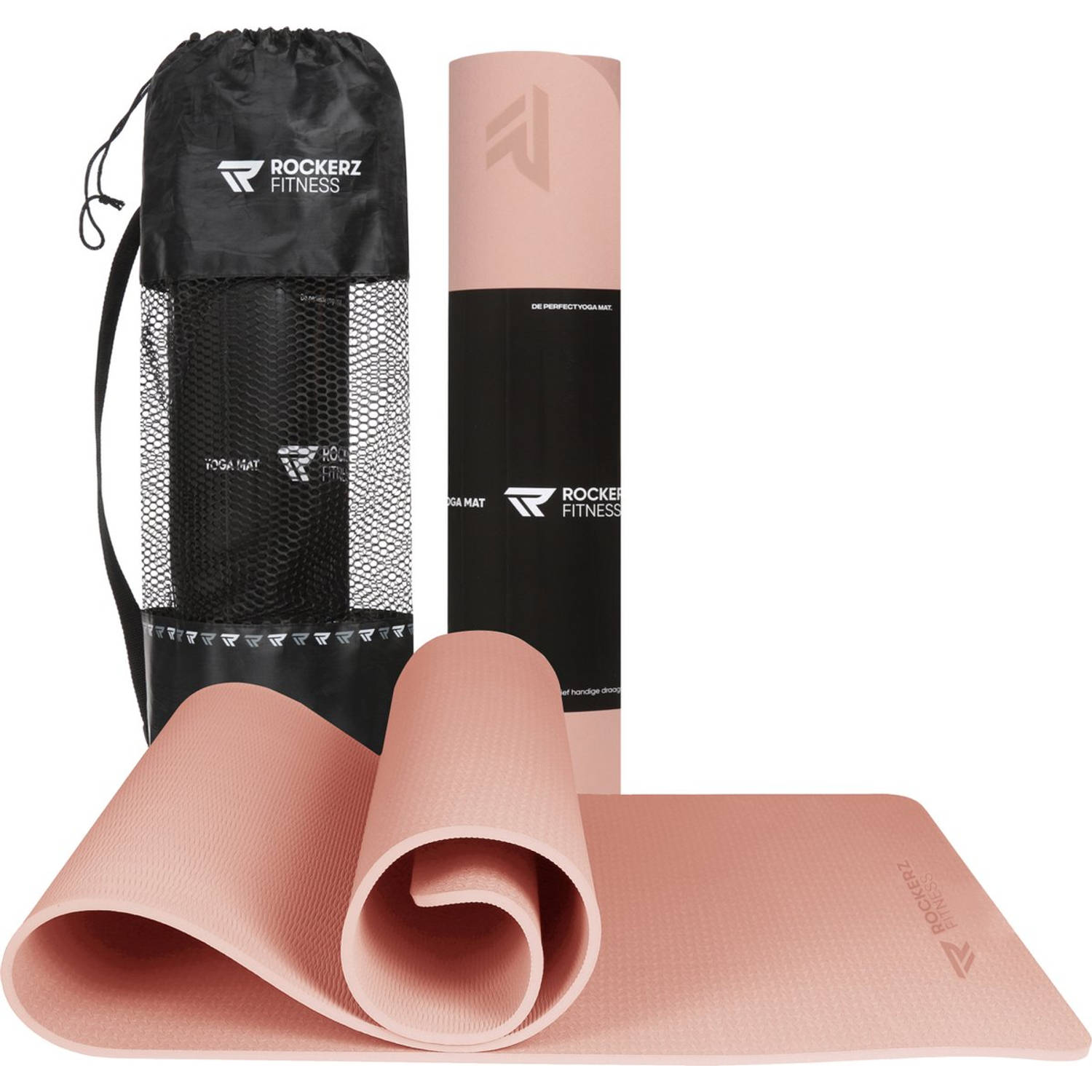 Yoga Mat Fitness Mat Rose Gold Yogamat Anti Slip & Eco Extra Dik Duurzaam Tpe Materiaal Incl Draagta